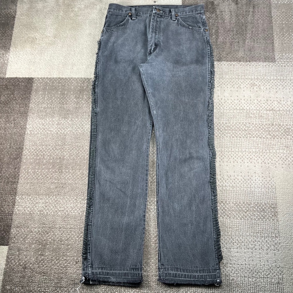 Vintage 90s Wrangler 13MWZPB Jeans 32X32 USA Black Cowboy Cut Fringe Western